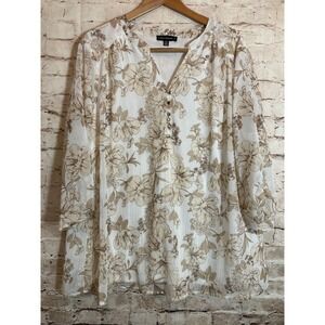 Sarah Michelle Top 3X Coquette White & Gold Floral Glitter Romantic Feminine